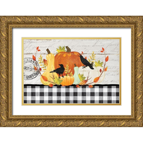 Pumpkins II Gold Ornate Wood Framed Art Print with Double Matting by Pugh, Jennifer