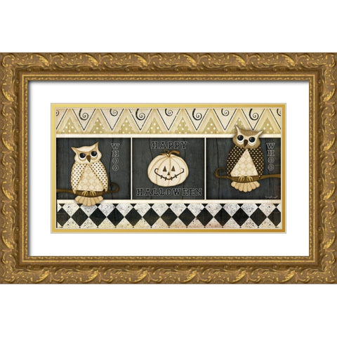 Happy Halloween Rug I Gold Ornate Wood Framed Art Print with Double Matting by Pugh, Jennifer