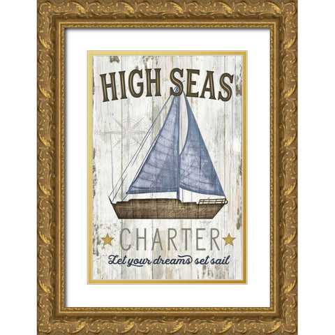 High Seas Charter Gold Ornate Wood Framed Art Print with Double Matting by Pugh, Jennifer