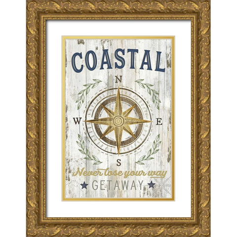 Coastal Getaway Gold Ornate Wood Framed Art Print with Double Matting by Pugh, Jennifer