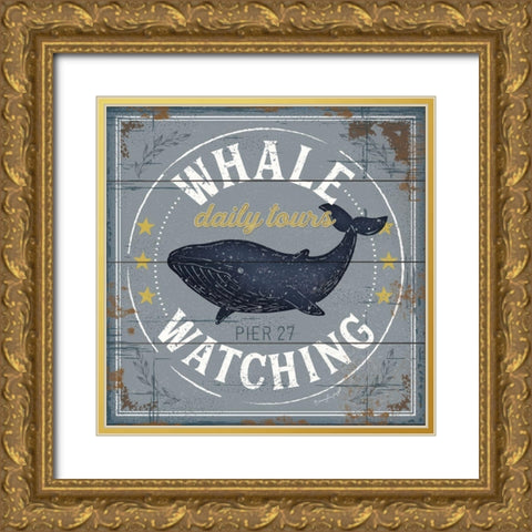 Whale Watching Gold Ornate Wood Framed Art Print with Double Matting by Pugh, Jennifer