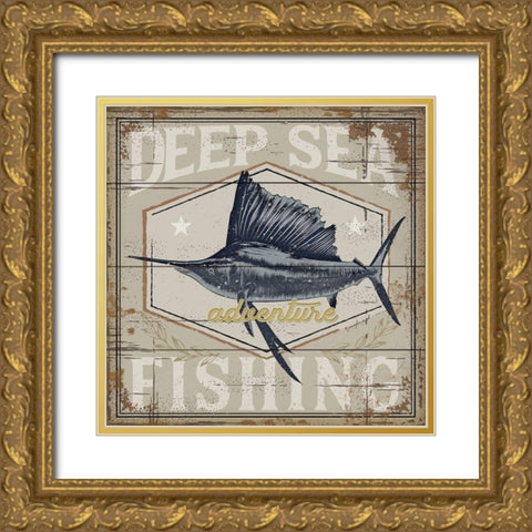 Deep Sea Fishing Gold Ornate Wood Framed Art Print with Double Matting by Pugh, Jennifer
