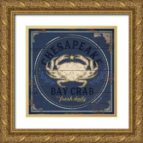 Chesapeake Bay Crab Gold Ornate Wood Framed Art Print with Double Matting by Pugh, Jennifer