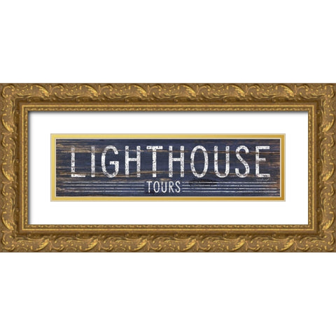 Lighthouse Gold Ornate Wood Framed Art Print with Double Matting by Pugh, Jennifer