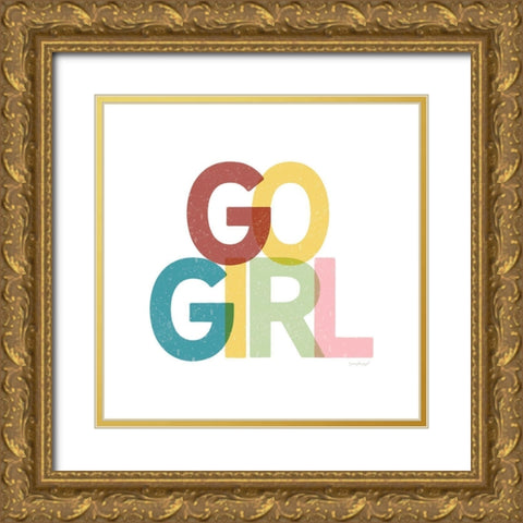 Go Girl Gold Ornate Wood Framed Art Print with Double Matting by Pugh, Jennifer