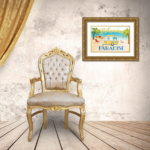 Welcome to Paradise Gold Ornate Wood Framed Art Print with Double Matting by Pugh, Jennifer