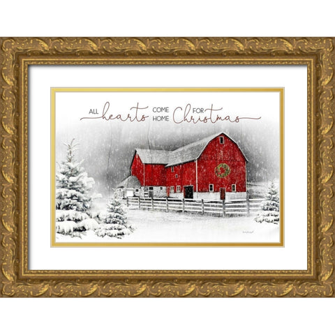 All Hearts Gold Ornate Wood Framed Art Print with Double Matting by Pugh, Jennifer