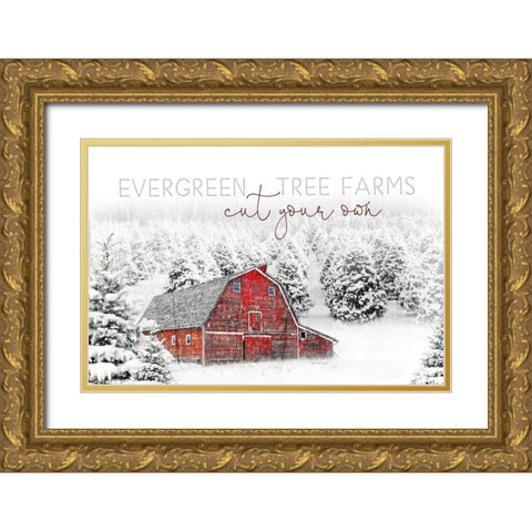 Evergreen Tree Farm Gold Ornate Wood Framed Art Print with Double Matting by Pugh, Jennifer