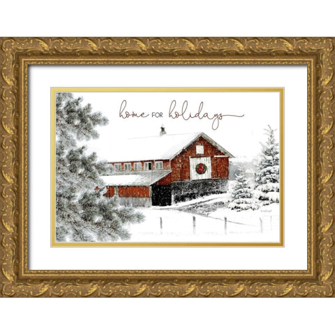 Home for the Holidays Gold Ornate Wood Framed Art Print with Double Matting by Pugh, Jennifer