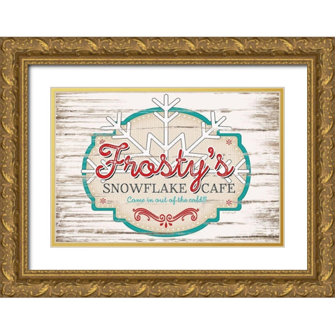 Frostys CafÃ© Gold Ornate Wood Framed Art Print with Double Matting by Pugh, Jennifer