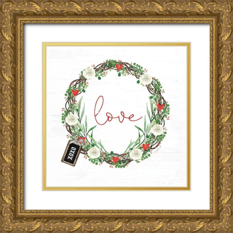 Love Wreath Gold Ornate Wood Framed Art Print with Double Matting by Pugh, Jennifer