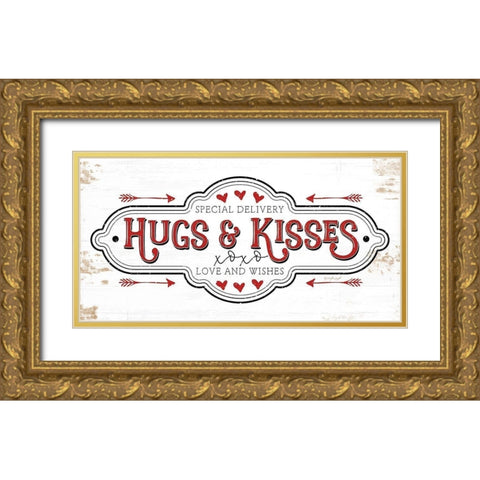 Hugs and Kisses Gold Ornate Wood Framed Art Print with Double Matting by Pugh, Jennifer