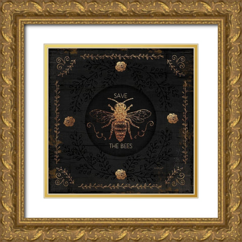 Save the Bees Gold Ornate Wood Framed Art Print with Double Matting by Pugh, Jennifer