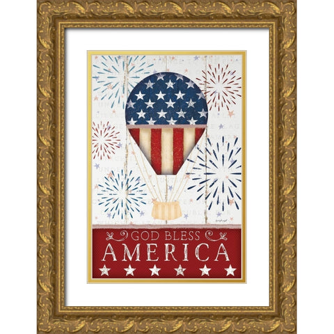 God Bless America Gold Ornate Wood Framed Art Print with Double Matting by Pugh, Jennifer