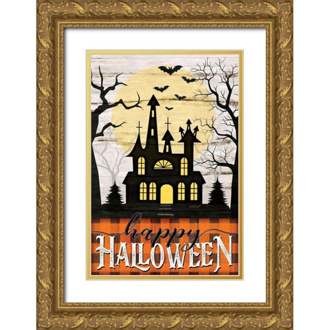 Happy Halloween Gold Ornate Wood Framed Art Print with Double Matting by Pugh, Jennifer