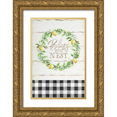 Bless Our Nest Gold Ornate Wood Framed Art Print with Double Matting by Pugh, Jennifer