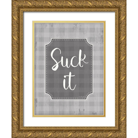 Suck It Gold Ornate Wood Framed Art Print with Double Matting by Pugh, Jennifer