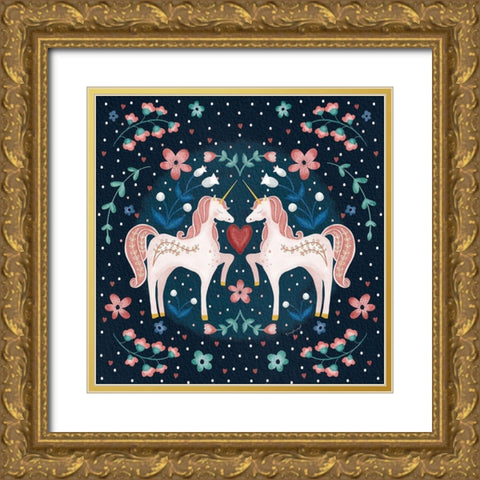 Unicorn I Gold Ornate Wood Framed Art Print with Double Matting by Pugh, Jennifer