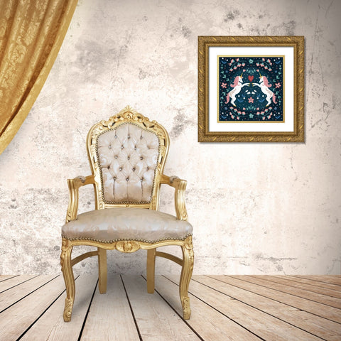 Unicorn II Gold Ornate Wood Framed Art Print with Double Matting by Pugh, Jennifer