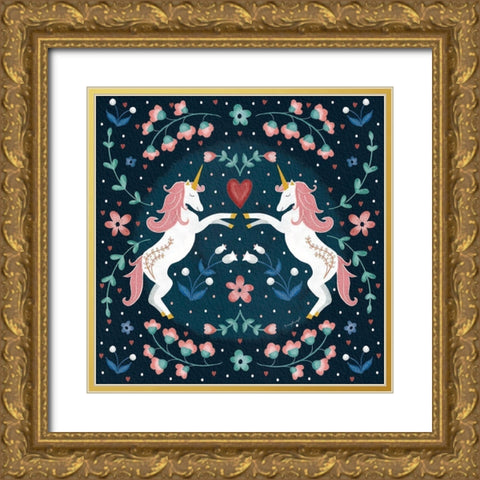 Unicorn II Gold Ornate Wood Framed Art Print with Double Matting by Pugh, Jennifer