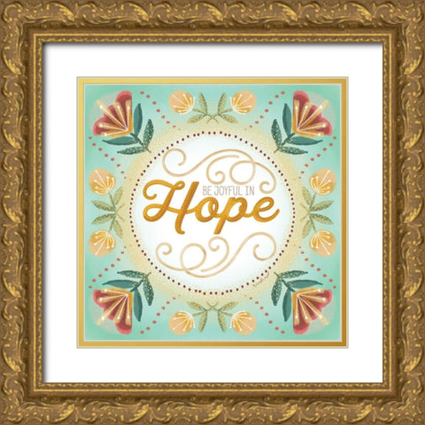 Be Joyful Gold Ornate Wood Framed Art Print with Double Matting by Pugh, Jennifer