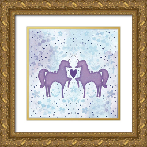 Watercolor Unicorn I Gold Ornate Wood Framed Art Print with Double Matting by Pugh, Jennifer