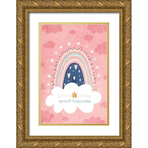 Spread Happiness Gold Ornate Wood Framed Art Print with Double Matting by Pugh, Jennifer