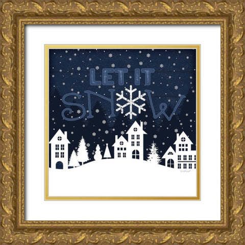 Let It Snow Gold Ornate Wood Framed Art Print with Double Matting by Pugh, Jennifer