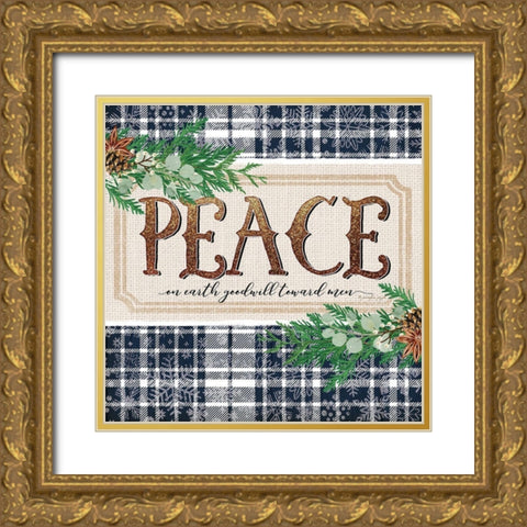 Peace Gold Ornate Wood Framed Art Print with Double Matting by Pugh, Jennifer