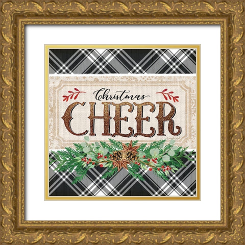Christmas Cheer Gold Ornate Wood Framed Art Print with Double Matting by Pugh, Jennifer