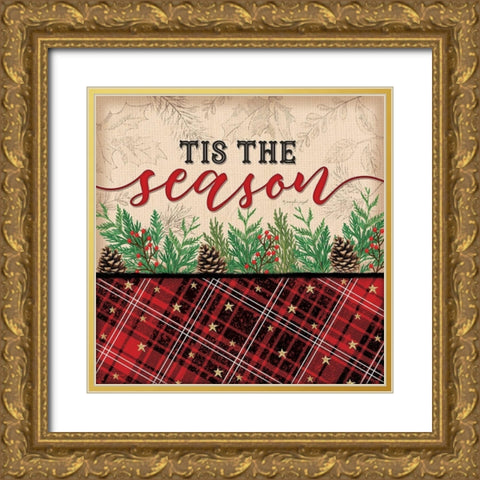 Tis the Season Gold Ornate Wood Framed Art Print with Double Matting by Pugh, Jennifer