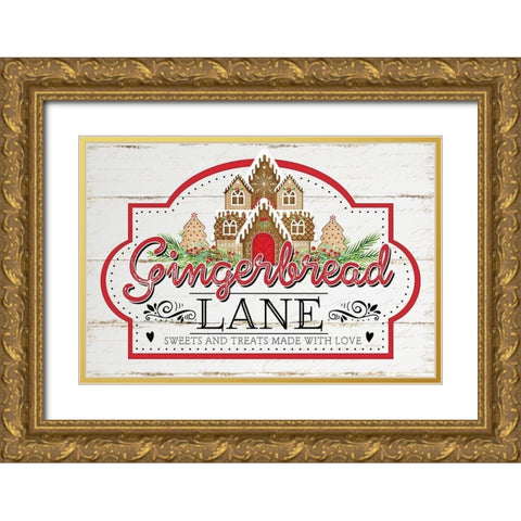 Gingerbread Lane Gold Ornate Wood Framed Art Print with Double Matting by Pugh, Jennifer