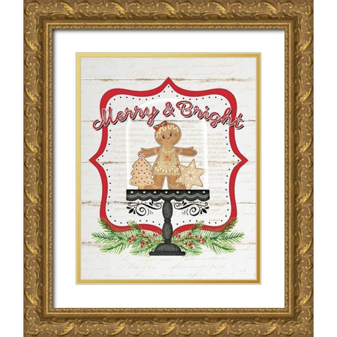 Merry and Bright Gold Ornate Wood Framed Art Print with Double Matting by Pugh, Jennifer