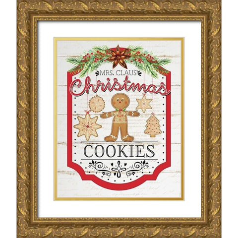 Christmas Cookies Gold Ornate Wood Framed Art Print with Double Matting by Pugh, Jennifer