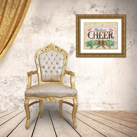 Christmas Cheer Gold Ornate Wood Framed Art Print with Double Matting by Pugh, Jennifer