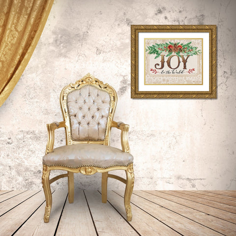 Joy to the World Gold Ornate Wood Framed Art Print with Double Matting by Pugh, Jennifer