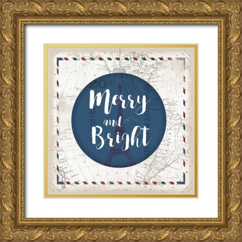 Merry and Bright Gold Ornate Wood Framed Art Print with Double Matting by Pugh, Jennifer