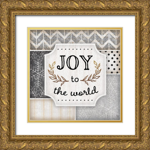 Joy to the World Gold Ornate Wood Framed Art Print with Double Matting by Pugh, Jennifer