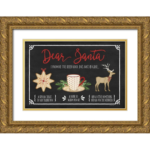 Dear Santa Gold Ornate Wood Framed Art Print with Double Matting by Pugh, Jennifer