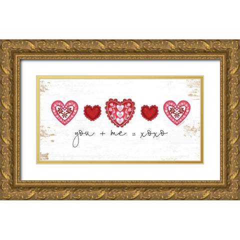 You + Me Gold Ornate Wood Framed Art Print with Double Matting by Pugh, Jennifer