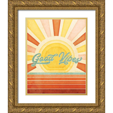 Good Vibes Gold Ornate Wood Framed Art Print with Double Matting by Pugh, Jennifer