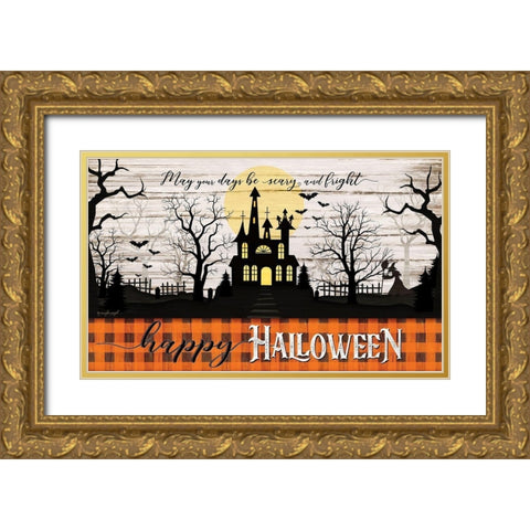 Happy Halloween Gold Ornate Wood Framed Art Print with Double Matting by Pugh, Jennifer