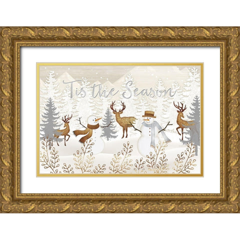 Tis the Season Gold Ornate Wood Framed Art Print with Double Matting by Pugh, Jennifer