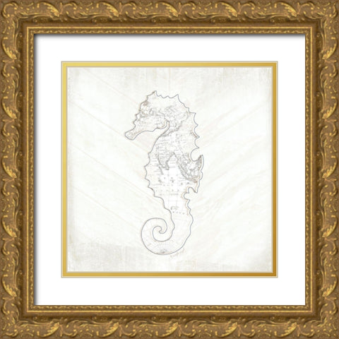 Coastal Seahorse Gold Ornate Wood Framed Art Print with Double Matting by Pugh, Jennifer