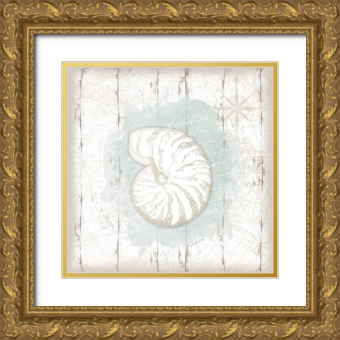 Calming Coastal Shell Gold Ornate Wood Framed Art Print with Double Matting by Pugh, Jennifer