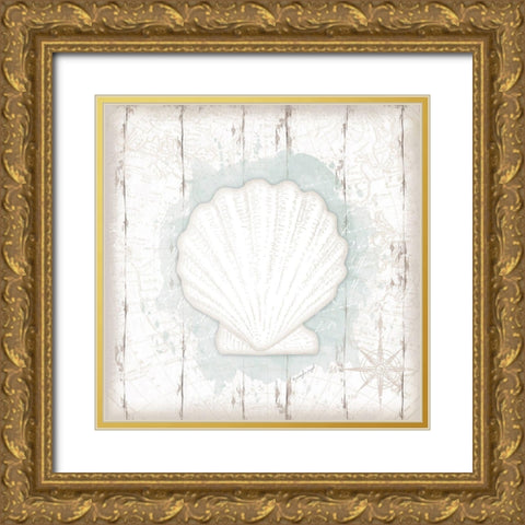 Calming Coastal Shell II Gold Ornate Wood Framed Art Print with Double Matting by Pugh, Jennifer