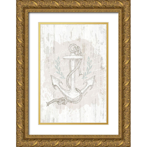 Calming Coastal Anchor Gold Ornate Wood Framed Art Print with Double Matting by Pugh, Jennifer