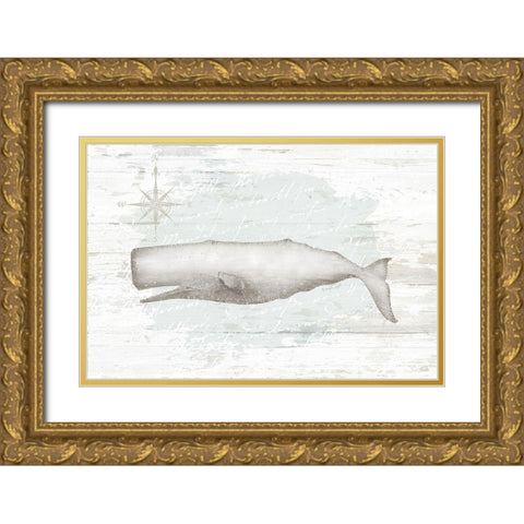 Calming Coastal Whale Gold Ornate Wood Framed Art Print with Double Matting by Pugh, Jennifer