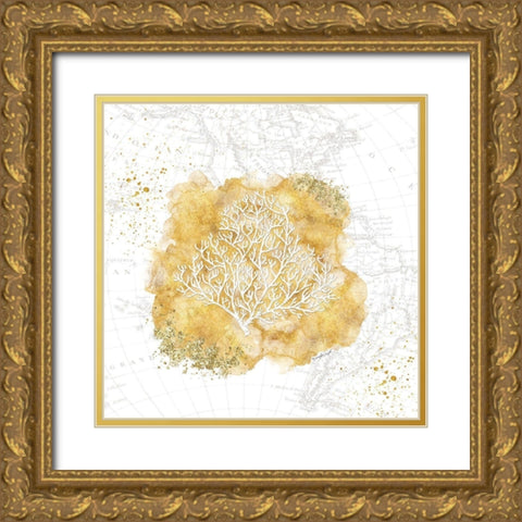 Golden Coral Gold Ornate Wood Framed Art Print with Double Matting by Pugh, Jennifer