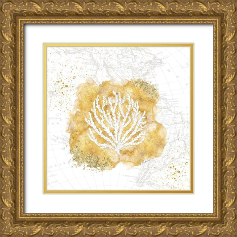 Golden Coral II Gold Ornate Wood Framed Art Print with Double Matting by Pugh, Jennifer